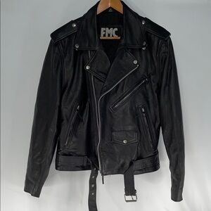 FIRST MFG. CO VINTAGE GENUINE LEATHER MOTORCYCLE JACKET FTL-01-066